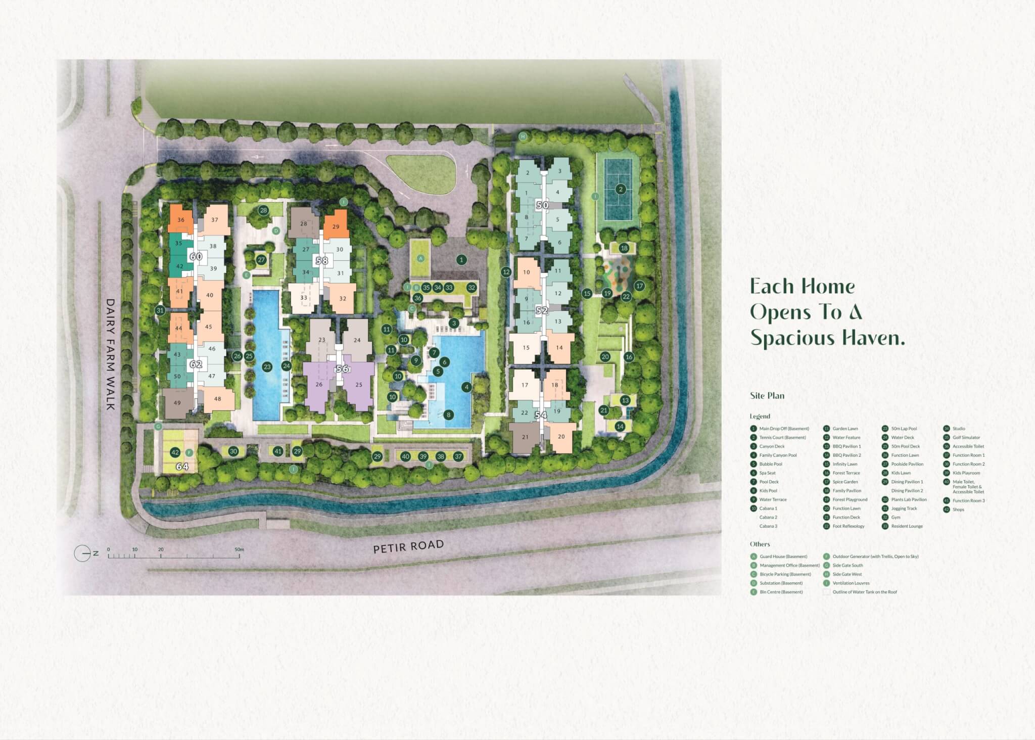 Site plan of Narra Residences showing residential blocks, unit stacks, and on-site facilities