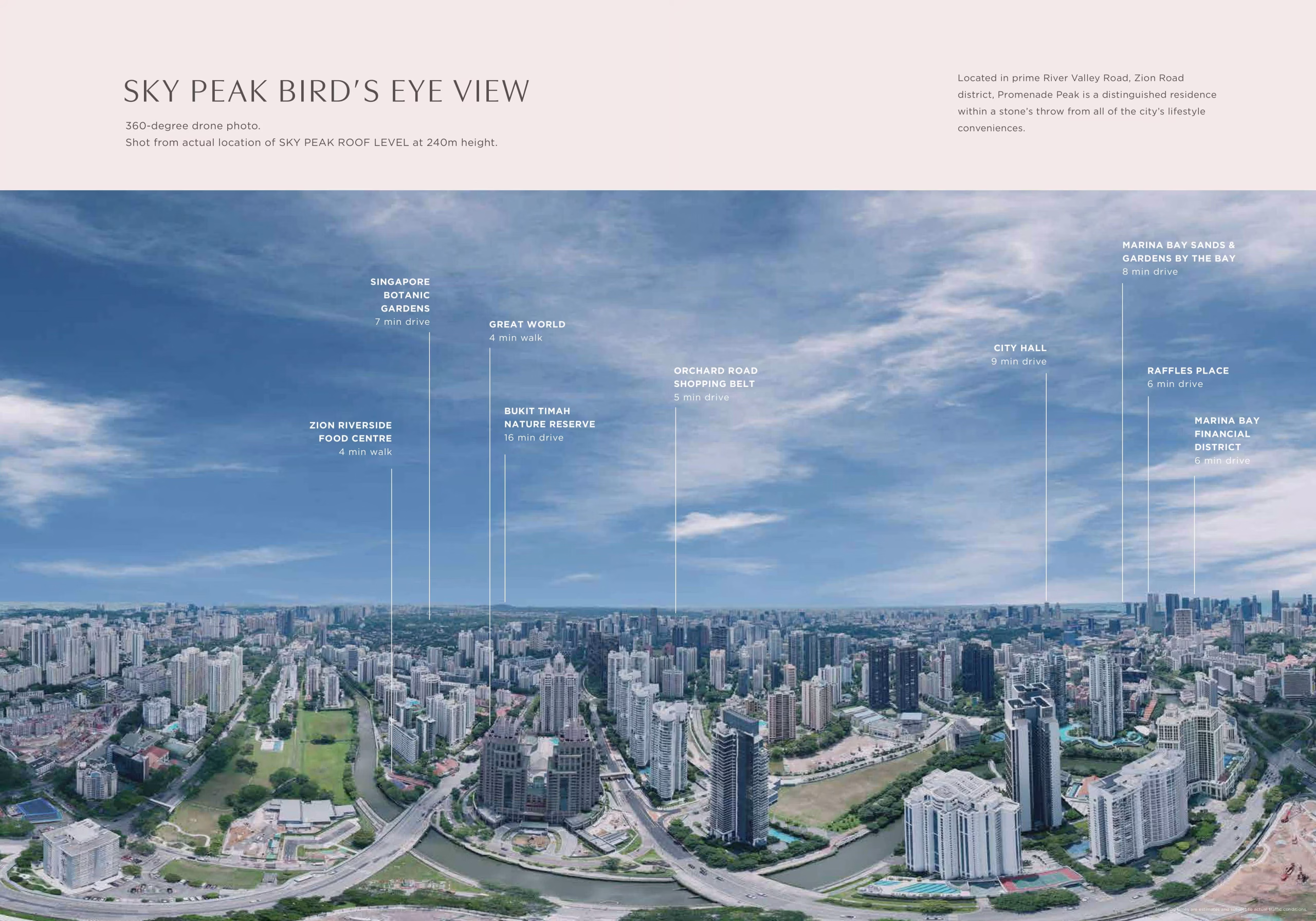 Panoramic view of the Singapore River and River Valley precinct near Great World