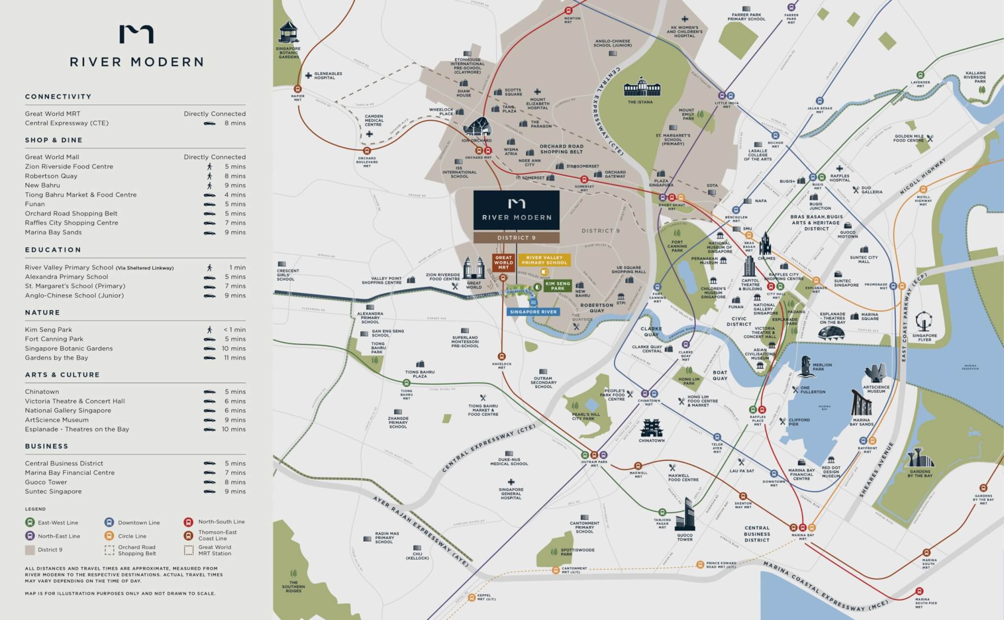Map showing the location of River Modern condo in River Valley, Singapore, near Great World MRT and River Valley Road.