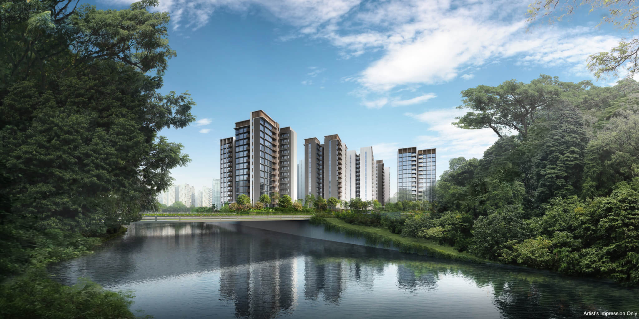 Artist's impression of North Gaia by Sing Holdings, showcasing the executive condominium's architecture, greenery and lifestyle facilities